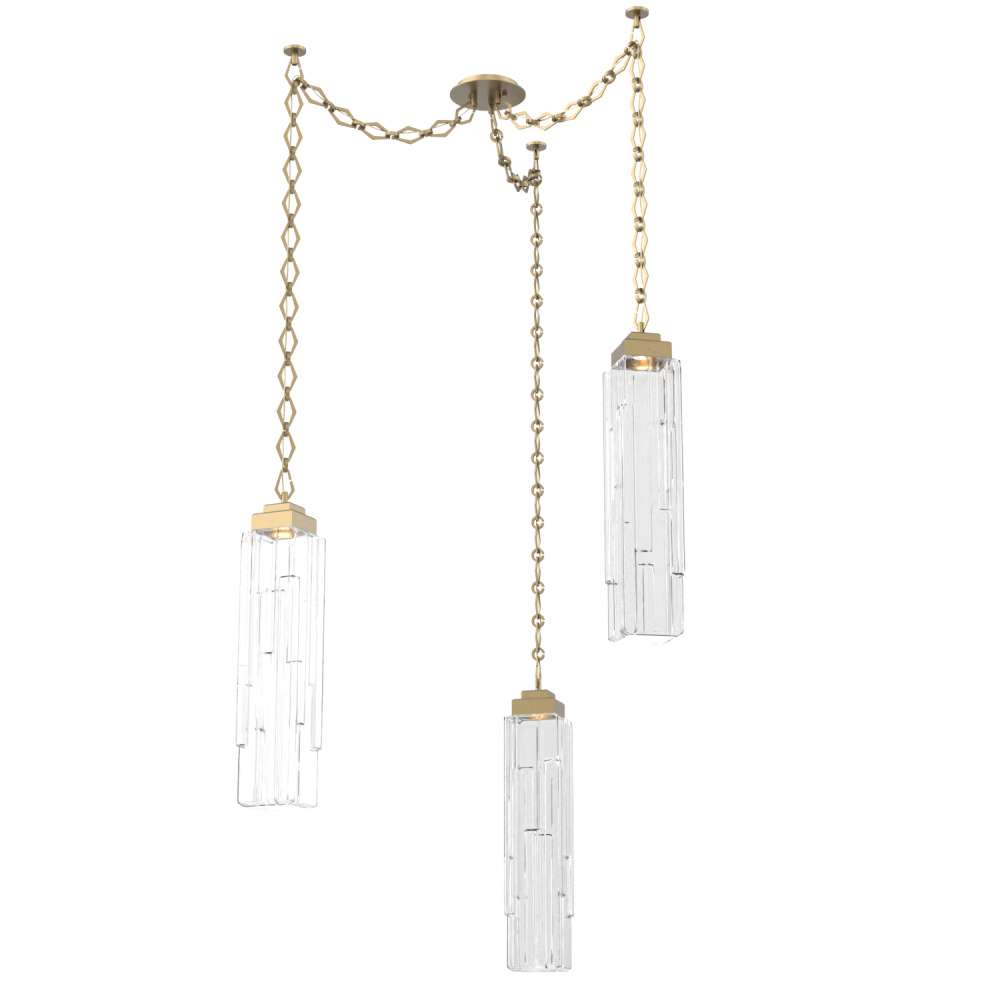 Ledgestone Multi Light Pendant Multi Port Canopy Gilded Brass