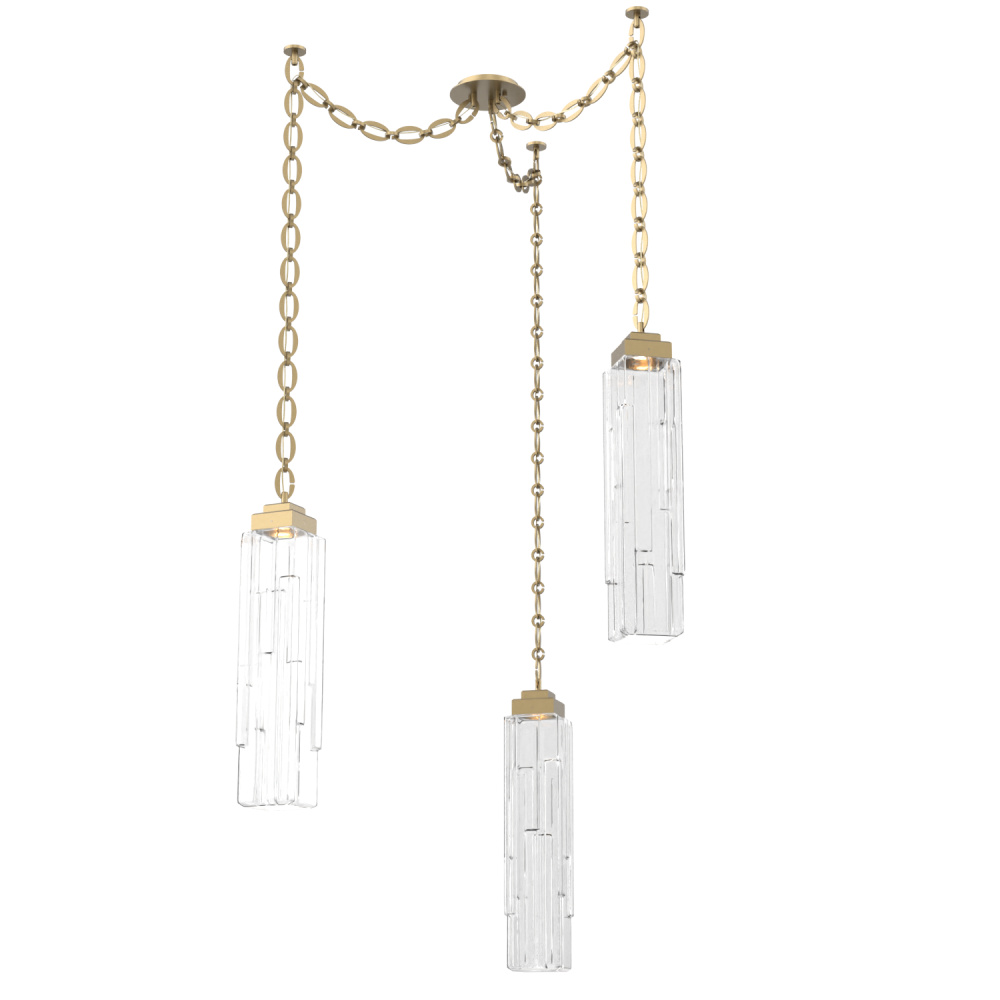 Ledgestone Multi Light Pendant Multi Port Canopy Gilded Brass