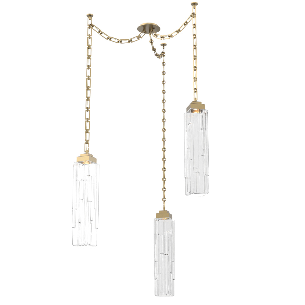 Ledgestone Multi Light Pendant Multi Port Canopy Gilded Brass