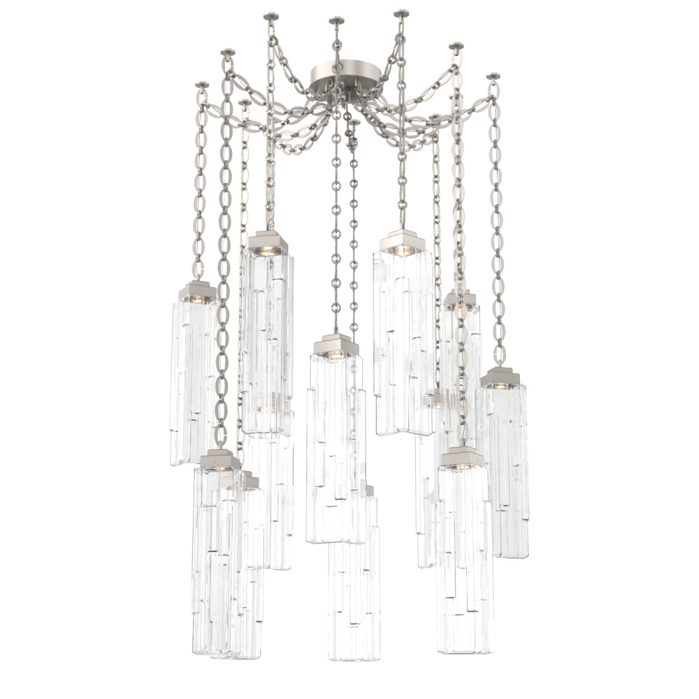 Ledgestone Multi Light Pendant Multi Port Canopy Beige Silver