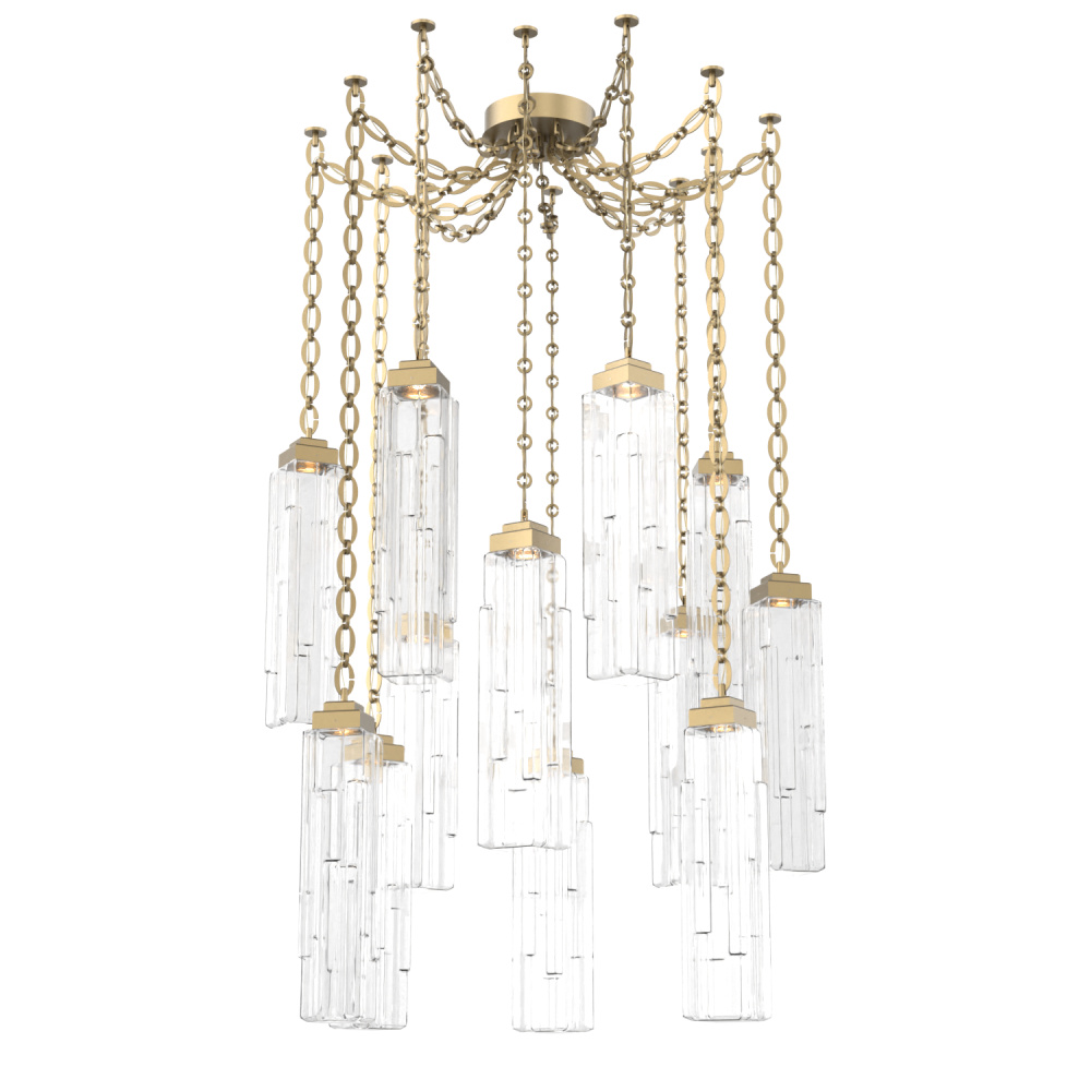 Ledgestone Multi Light Pendant Multi Port Canopy Gilded Brass