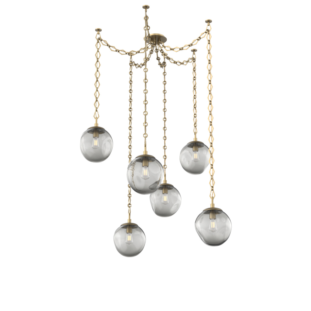 Aster Bulb Multi Light Pendant Multi Port Canopy Gilded Brass