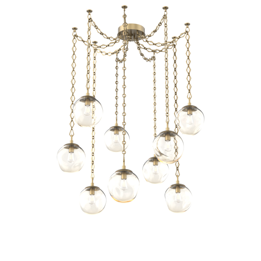 Aster Bulb Multi Light Pendant Multi Port Canopy Gilded Brass