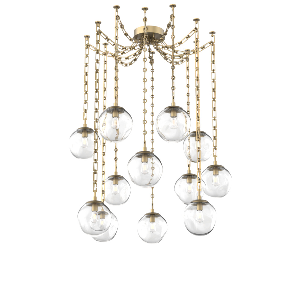 Aster Bulb Multi Light Pendant Multi Port Canopy Gilded Brass