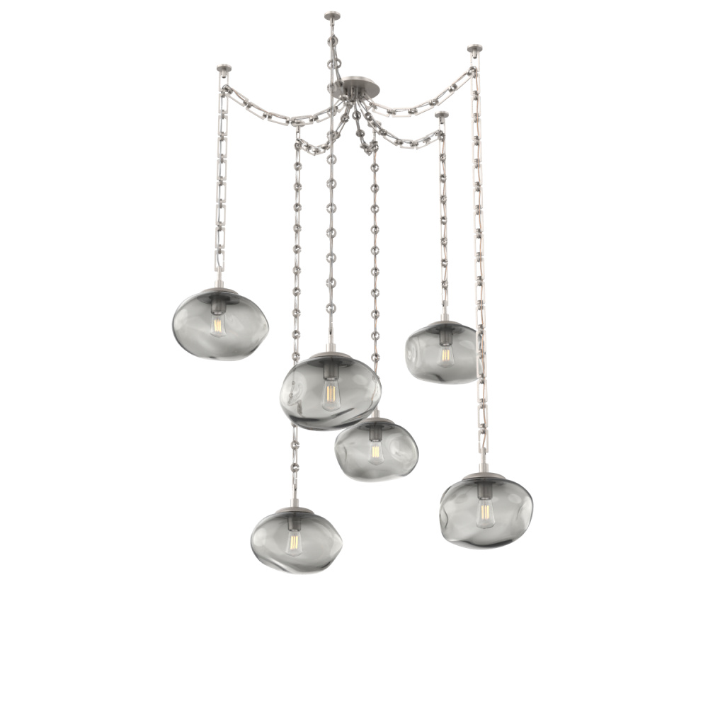 Nova Bulb Multi Light Pendant Multi Port Canopy Beige Silver