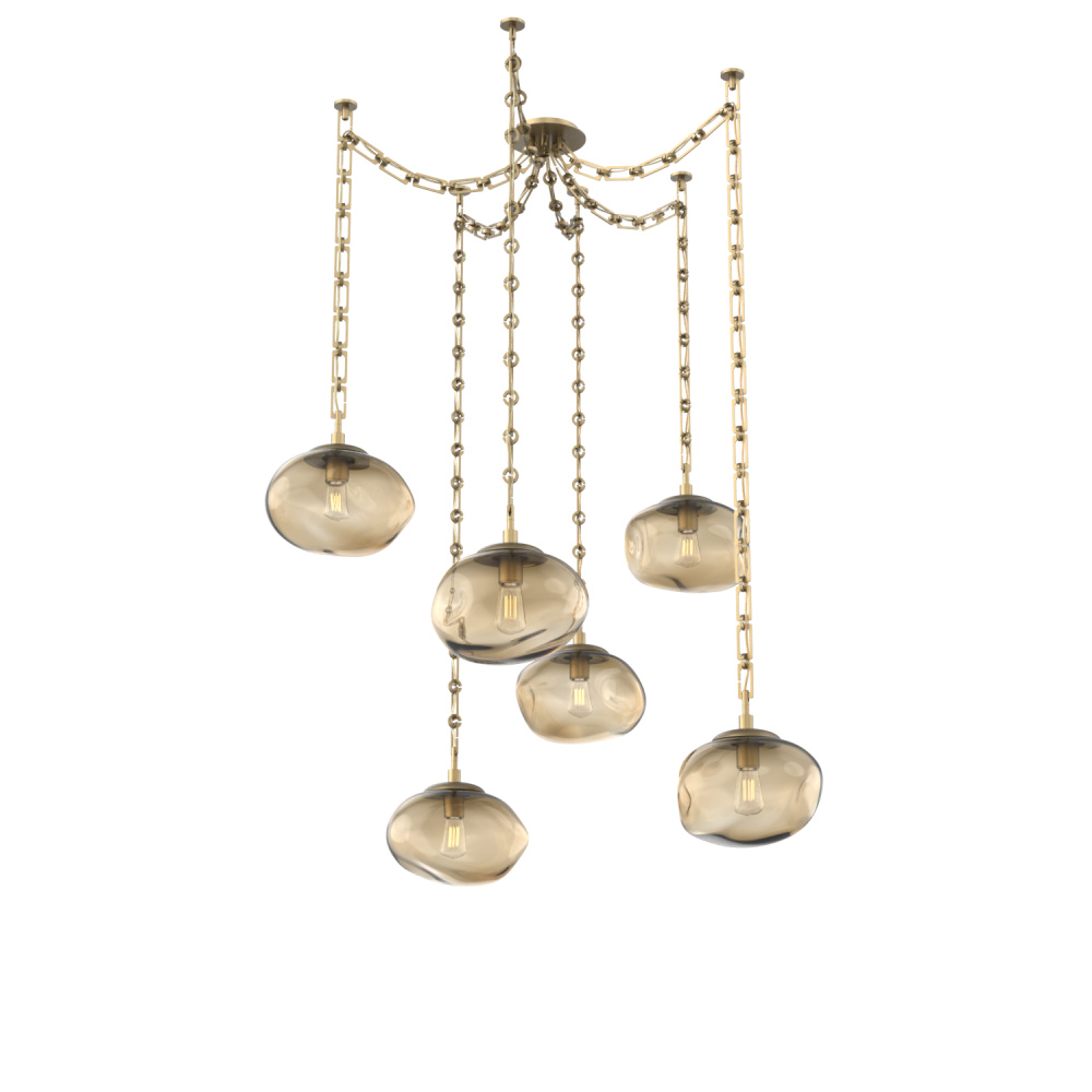 Nova Bulb Multi Light Pendant Multi Port Canopy Gilded Brass