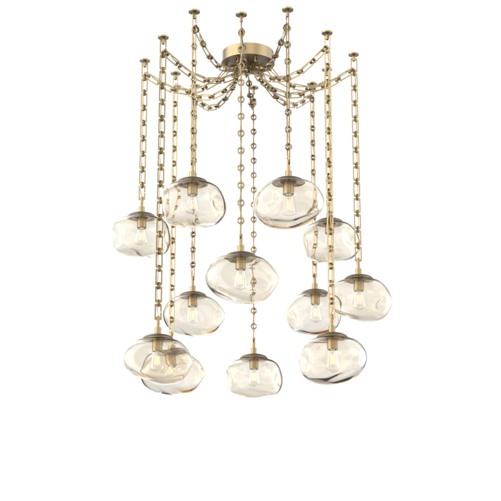 Nova Bulb Multi Light Pendant Multi Port Canopy Gilded Brass