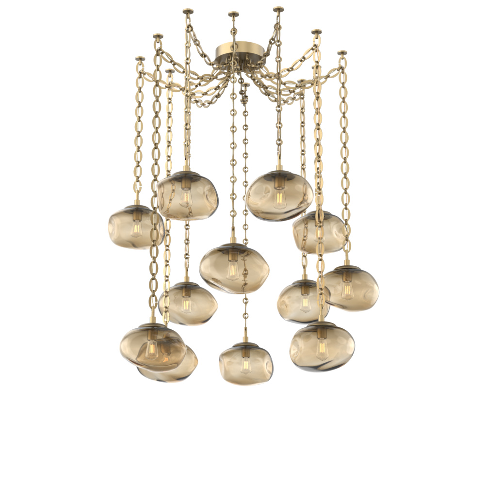Nova Bulb Multi Light Pendant Multi Port Canopy Gilded Brass