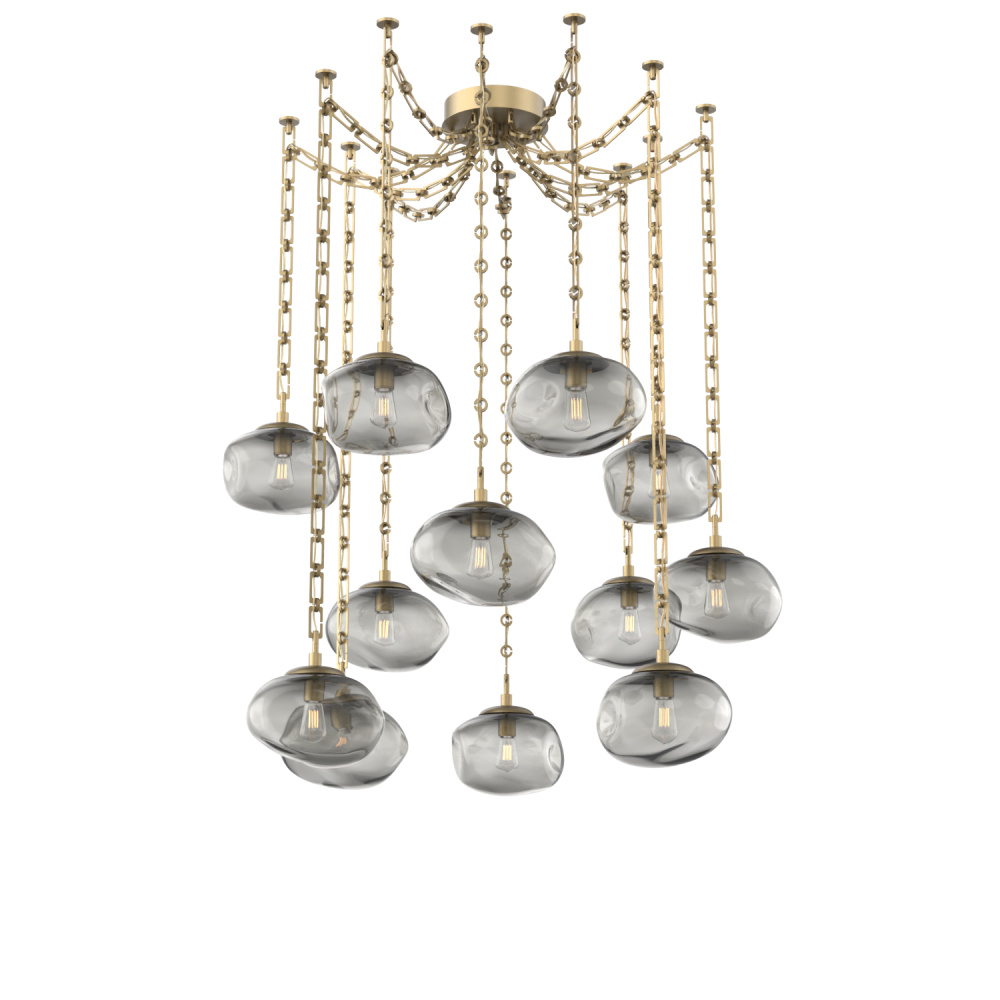 Nova Bulb Multi Light Pendant Multi Port Canopy Gilded Brass