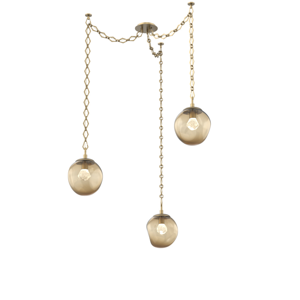 Aster LED Multi Light Pendant Multi Port Canopy Gilded Brass