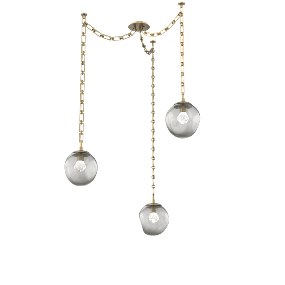 Aster LED Multi Light Pendant Multi Port Canopy Gilded Brass