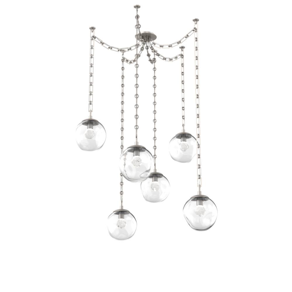 Aster LED Multi Light Pendant Multi Port Canopy Beige Silver