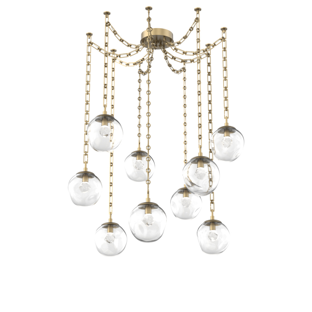 Aster LED Multi Light Pendant Multi Port Canopy Gilded Brass