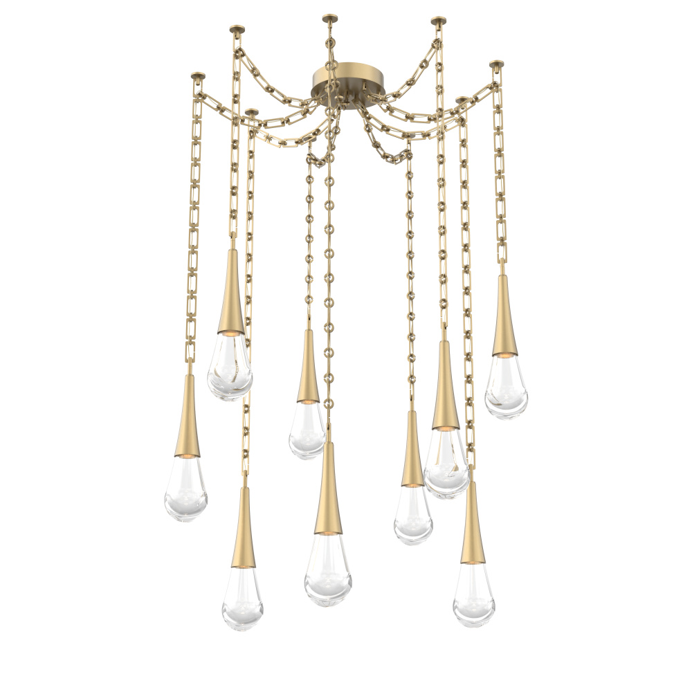 Raindrop Multi Light Pendant Gilded Brass