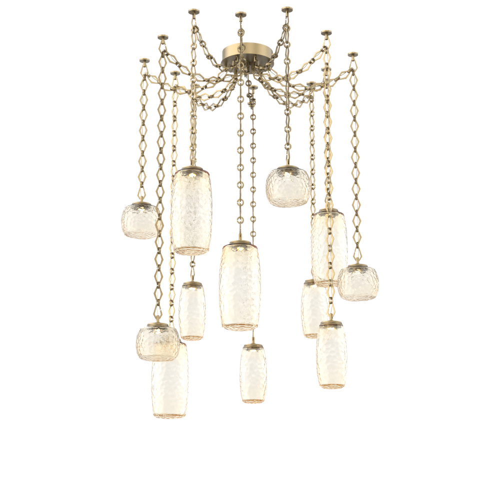 Vessel Multi Light Pendant Gilded Brass