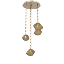 Hammerton CNB0089-03-GB-B-CH3-L3 - Mesa Round 3pc Multi-Pendant with Chain