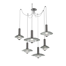 Hammerton SCB0098-06-GP-SG-C01-L3 - Cirrus Round 6pc Swag Multi-Pendant Chandelier