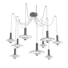 Hammerton SCB0098-09-GP-CG-C01-L3 - Cirrus Round 9pc Swag Multi-Pendant Chandelier