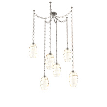 Hammerton SNB0035-06-BS-OA-CH2-E2 - Ellisse Multi Light Pendant Multi Port Canopy Beige Silver