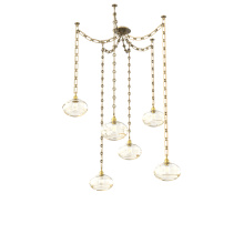 Hammerton SNB0036-06-GB-OA-CH3-E2 - Coppa Multi Light Pendant Multi Port Canopy Gilded Brass