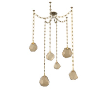 Hammerton SNB0039-06-GB-B-CH3-L3 - Gem Multi Light Pendant Multi Port Canopy Gilded Brass