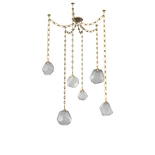 Hammerton SNB0039-06-GB-S-CH3-L1 - Gem Multi Light Pendant Multi Port Canopy Gilded Brass