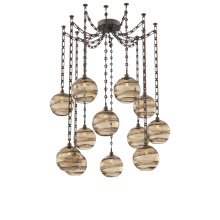 Hammerton SNB0047-12-FB-OB-CH3-E2 - Terra Multi Light Pendant Multi Port Canopy Flat Bronze
