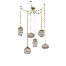 Hammerton SNB0048-06-GB-OS-CH1-E2 - Misto Multi Light Pendant Multi Port Canopy Gilded Brass