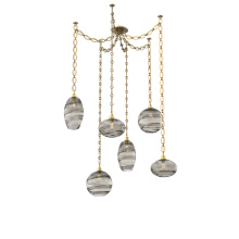 Hammerton SNB0048-06-GB-OS-CH2-E2 - Misto Multi Light Pendant Multi Port Canopy Gilded Brass
