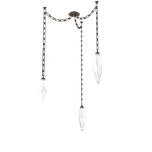Hammerton SNB0050-03-FB-CC-CH3-L1 - Rock Crystal Multi Light Pendant Multi Port Canopy Flat Bronze