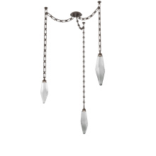 Hammerton SNB0050-03-FB-CS-CH3-L1 - Rock Crystal Multi Light Pendant Multi Port Canopy Flat Bronze