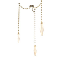 Hammerton SNB0050-03-GB-CA-CH3-L3 - Rock Crystal Multi Light Pendant Multi Port Canopy Gilded Brass