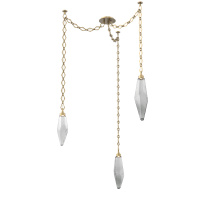 Hammerton SNB0050-03-GB-CS-CH1-L3 - Rock Crystal Multi Light Pendant Multi Port Canopy Gilded Brass