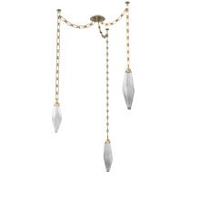 Hammerton SNB0050-03-GB-CS-CH3-L3 - Rock Crystal Multi Light Pendant Multi Port Canopy Gilded Brass