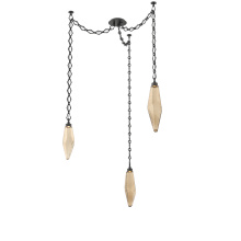 Hammerton SNB0050-03-MB-CB-CH1-L1 - Rock Crystal Multi Light Pendant Multi Port Canopy Matte Black