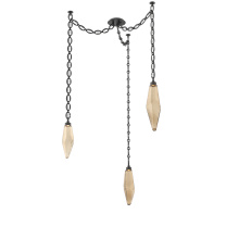 Hammerton SNB0050-03-MB-CB-CH2-L3 - Rock Crystal Multi Light Pendant Multi Port Canopy Matte Black