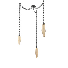 Hammerton SNB0050-03-MB-CB-CH3-L1 - Rock Crystal Multi Light Pendant Multi Port Canopy Matte Black