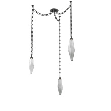 Hammerton SNB0050-03-MB-CS-CH3-L3 - Rock Crystal Multi Light Pendant Multi Port Canopy Matte Black