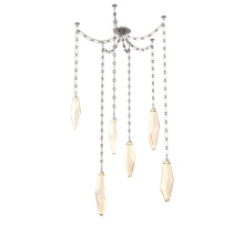 Hammerton SNB0050-06-BS-CA-CH3-L3 - Rock Crystal Multi Light Pendant Multi Port Canopy Beige Silver