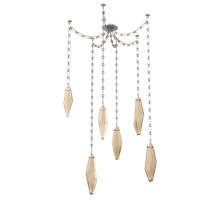 Hammerton SNB0050-06-BS-CB-CH3-L1 - Rock Crystal Multi Light Pendant Multi Port Canopy Beige Silver