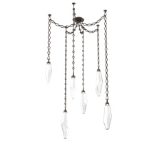Hammerton SNB0050-06-FB-CC-CH1-L3 - Rock Crystal Multi Light Pendant Multi Port Canopy Flat Bronze