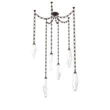 Hammerton SNB0050-06-FB-CC-CH3-L1 - Rock Crystal Multi Light Pendant Multi Port Canopy Flat Bronze