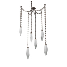 Hammerton SNB0050-06-FB-CS-CH2-L1 - Rock Crystal Multi Light Pendant Multi Port Canopy Flat Bronze