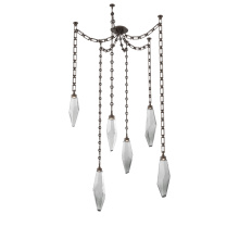 Hammerton SNB0050-06-FB-CS-CH3-L1 - Rock Crystal Multi Light Pendant Multi Port Canopy Flat Bronze