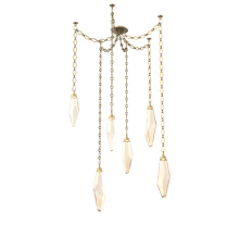 Hammerton SNB0050-06-GB-CA-CH1-L3 - Rock Crystal Multi Light Pendant Multi Port Canopy Gilded Brass