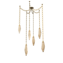 Hammerton SNB0050-06-GB-CB-CH2-L1 - Rock Crystal Multi Light Pendant Multi Port Canopy Gilded Brass