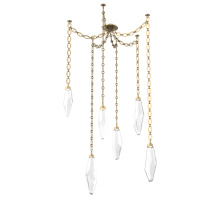 Hammerton SNB0050-06-GB-CC-CH2-L3 - Rock Crystal Multi Light Pendant Multi Port Canopy Gilded Brass
