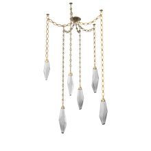 Hammerton SNB0050-06-GB-CS-CH2-L1 - Rock Crystal Multi Light Pendant Multi Port Canopy Gilded Brass
