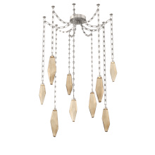Hammerton SNB0050-09-BS-CB-CH3-L3 - Rock Crystal Multi Light Pendant Multi Port Canopy Beige Silver
