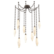 Hammerton SNB0050-09-FB-CA-CH3-L3 - Rock Crystal Multi Light Pendant Multi Port Canopy Flat Bronze